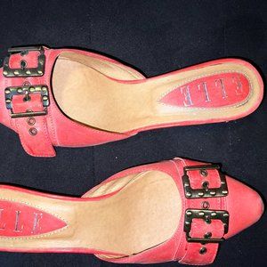 Elle Size 6 Womens Buckle Flats (Leather Slides)
